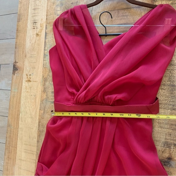 Lela Rose Sleeveless V Neck Short Bridesmaid Flame Dress by Dessy Size 10 - Picture 7 of 16